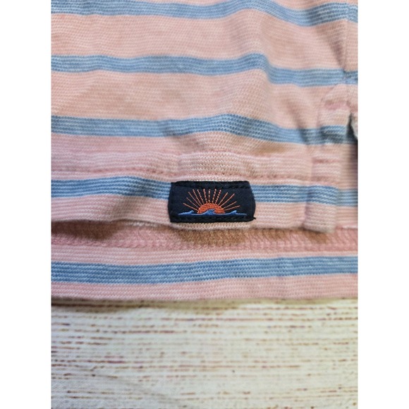 Faherty Shirt Men's Large Pink Blue‎ Isle Polo Short Sleeve Cotton Striped - Picture 4 of 8